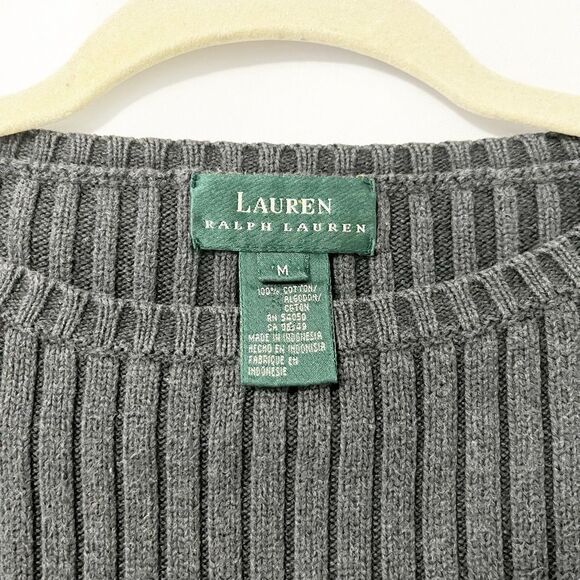 Lauren Ralph Lauren Dark Gray Ribbed Knit Sweater Size M - Picture 4 of 6